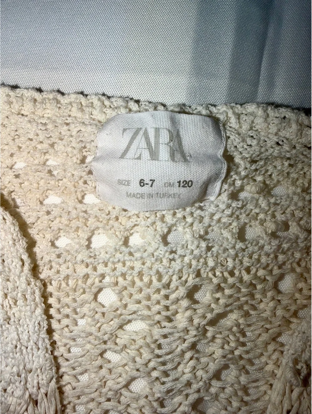ZARA Girls' Crochet Knit Cardigan Size 6-7 Years
